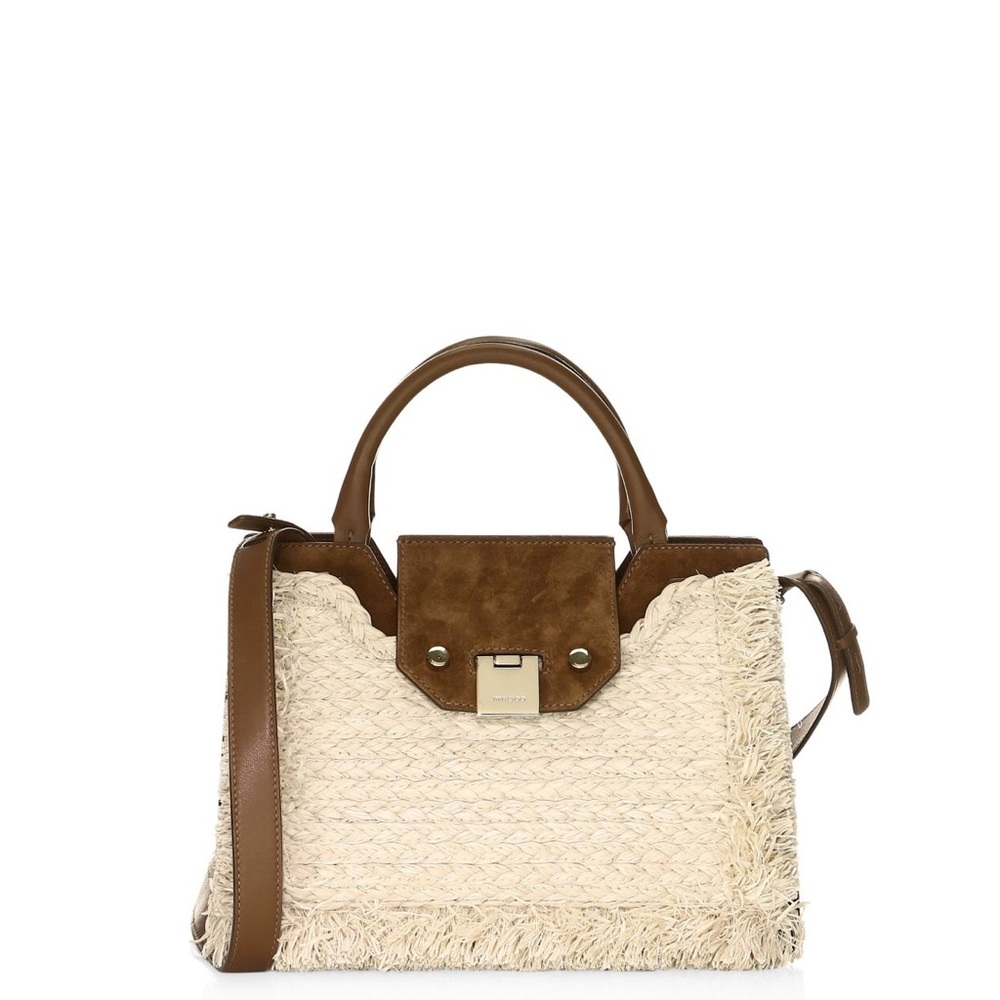 Jimmy Choo Rebel  Frayed Raffia Suede Bag